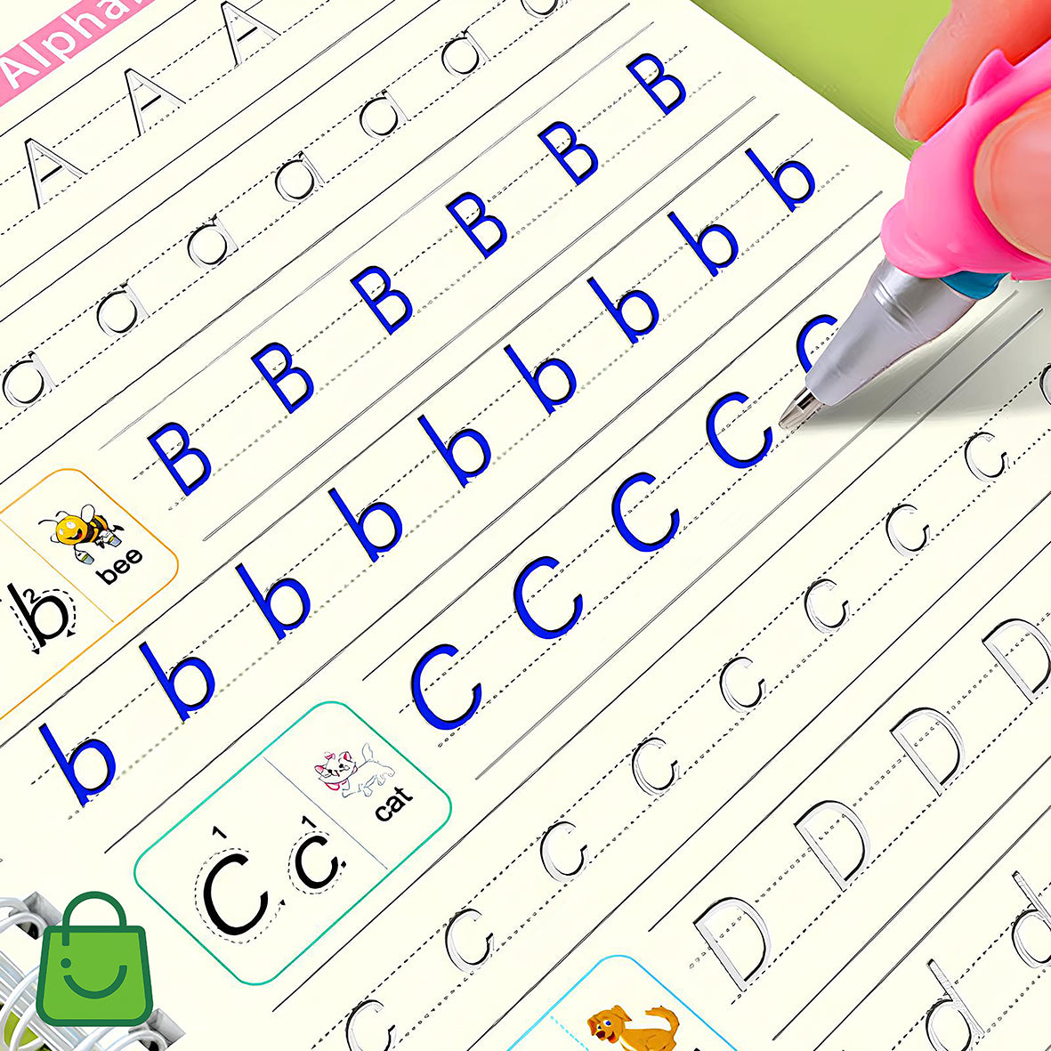 Çocuklar İçin Sihirli Yazı Öğrenme Seti (4 Kitap + Kalem + 5 Yedek Uç)