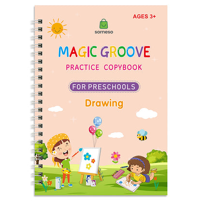 Çocuklar İçin Sihirli Yazı Öğrenme Seti (4 Kitap + Kalem + 5 Yedek Uç)