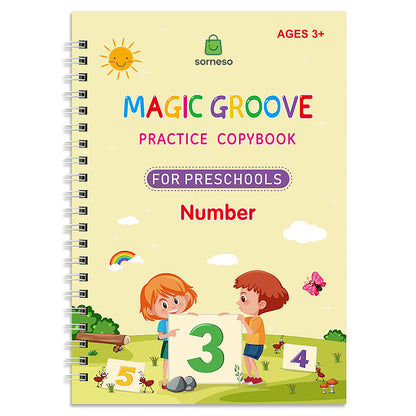 Çocuklar İçin Sihirli Yazı Öğrenme Seti (4 Kitap + Kalem + 5 Yedek Uç)