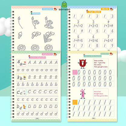 Çocuklar İçin Sihirli Yazı Öğrenme Seti (4 Kitap + Kalem + 5 Yedek Uç)